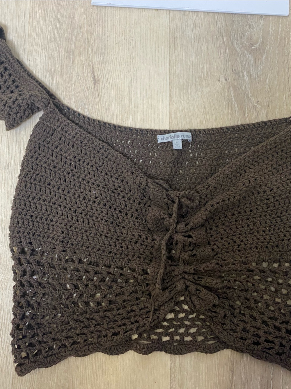 Charlotte Russe Brown Crochet Tie-Front Top Y2K 2000’s crop top